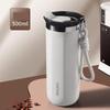 Double-Layer Vacuum-Insulated Coffee Mug with Pull-Up Handle 304 Stainless Steel Thermos Outdoor Portable Sports Water Bottle Solid Color Water Cup