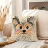 1Pc Hand-Drawn Yorkshire Terrier Print Throw Pillow Cover,Suitable For Sofa,Bedroom,Living Room,An Artistic Gift For Dog Lovers