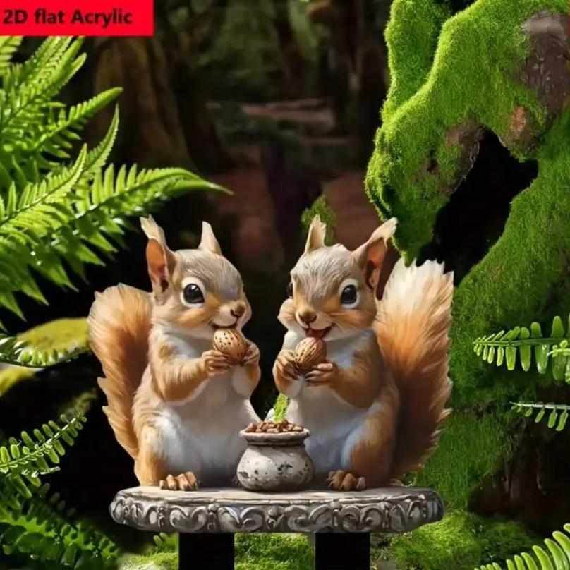 Classic Bohemian Style Squirrel Garden Logo, Animal Themed Outdoor Decoration, Suitable for Gardens, Lawns, Parks, Cemeteries