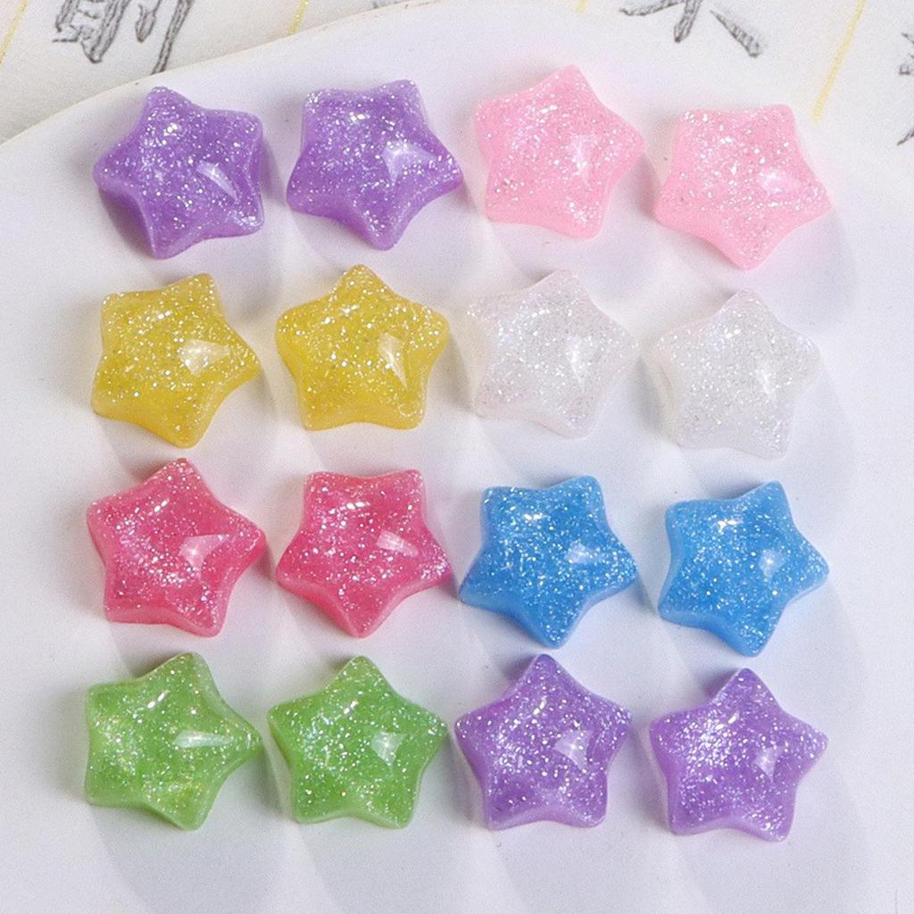 Sweet Starry Sky Glitter Heart Resin Star Stickers for DIY Phone Cases & Earrings