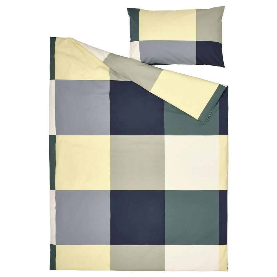 Duvet Cover and Pillowcase, BRUNKRISSLA Duvet Cover and Pillowcase Green/Multicolour, IKEA