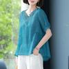 T-shirt for Women Summer Large Size Cotton T-shirt Soft Loose V Neck Casual Comfortable Pullover T-shirt Top