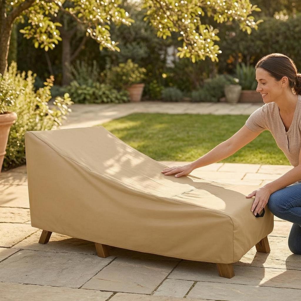 Patio Chaise Lounge Cover Khaki Tailored Fit