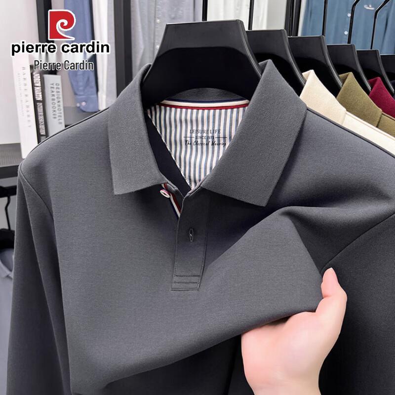 

Pierre Cardin Men s Solid Long-Sleeve Lapel Polo Shirt XL