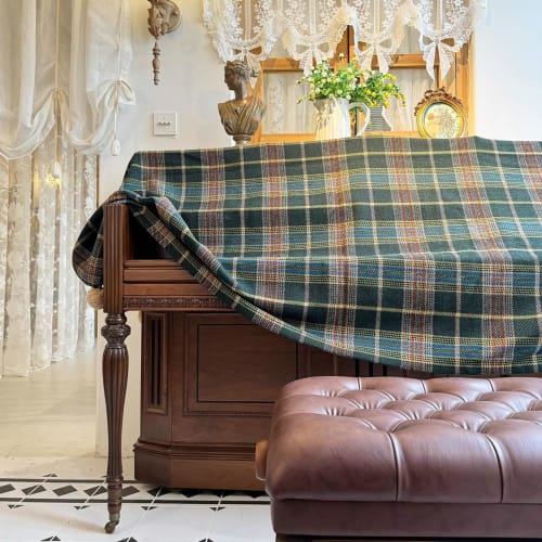 

MQFHDTNF Half-Type Piano Cover, Piano Cape, Top Cover for Upright Pianos, Protective Cover, Scandinavian-Style Checkered Pattern, Retro Design, Luxuri