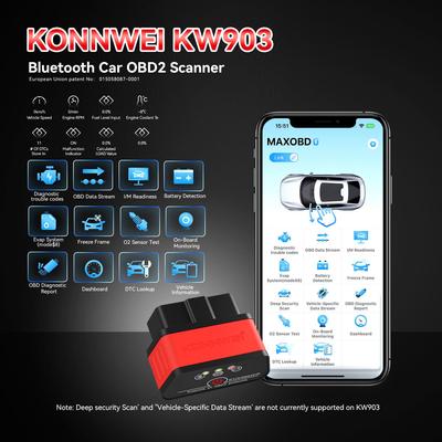 KW903 OBD2 ELM327 Bluetooth (v4.0/5.0/5.2) dla Androida i Apple