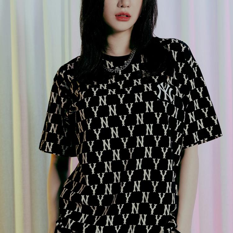 New MLB Base Logo T Shirts Unisex Black 3ATSM0114-50BKS