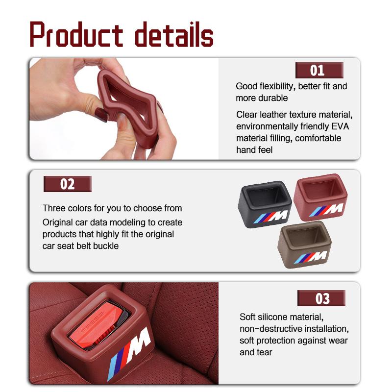 BBIU7 Car Seat Belt Buckle Anti-Scratch Safety Belt Base Protector Clip For BMW M 1 3 4 5 6 7 Series X1 X3 X4 X5 G20 G38 F48 E36 E39