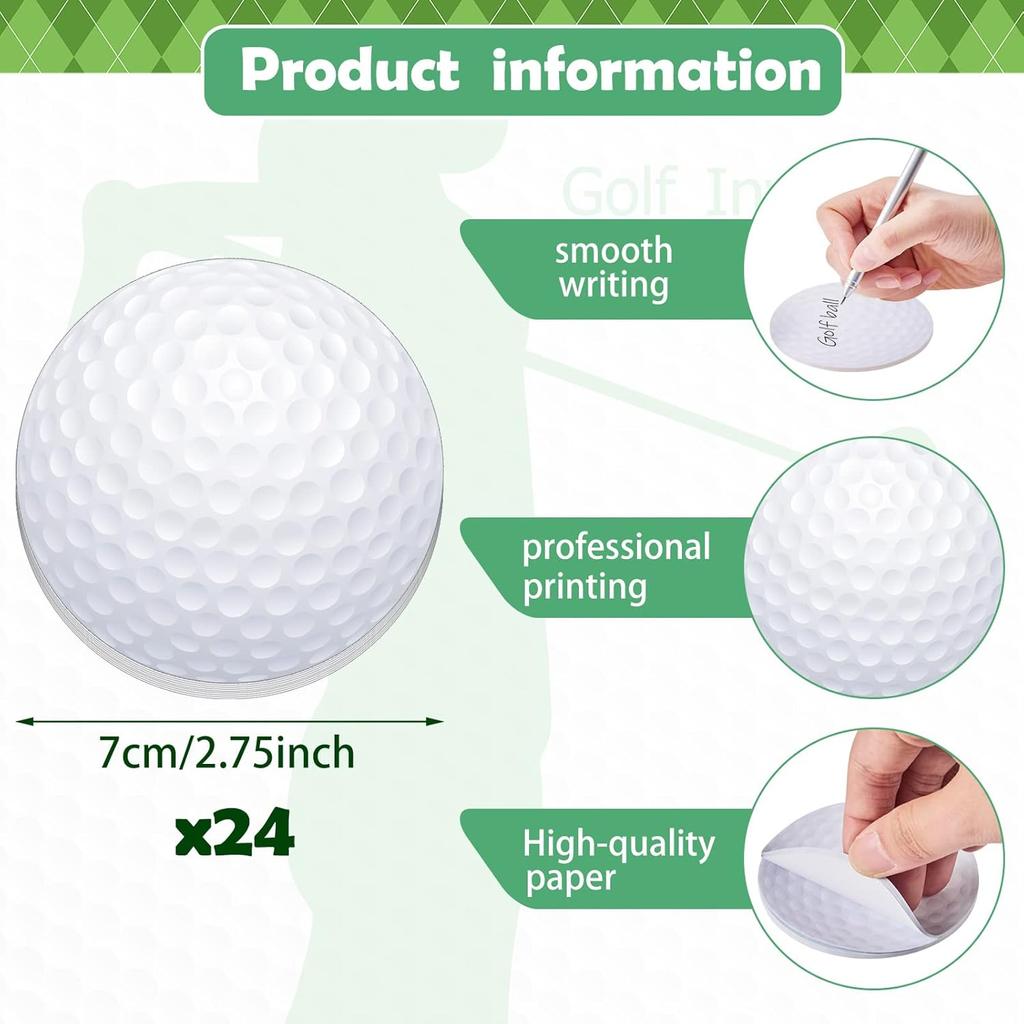 Chuangdi 24 Pcs Golf Sticky Notes Personalize Golf Ball Sticky Note Pad Ball Decoration Favors Themed Gifts for Office Coworkers Party Supply