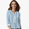 Women's New Striped Printed Button Up Shirt, Loose Long Sleeved Top