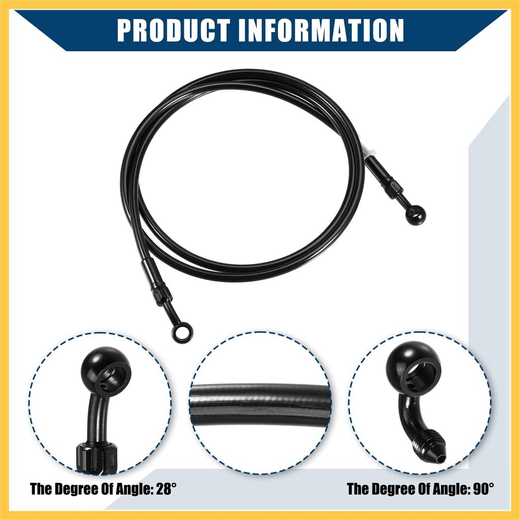 BULLSPANN Brake Hose, Clutch Hose, Resistant Hose, Bike Parts, Angle 28°+90°, Durable, Replacement, Black, 63.0 Inches (160 Cm)