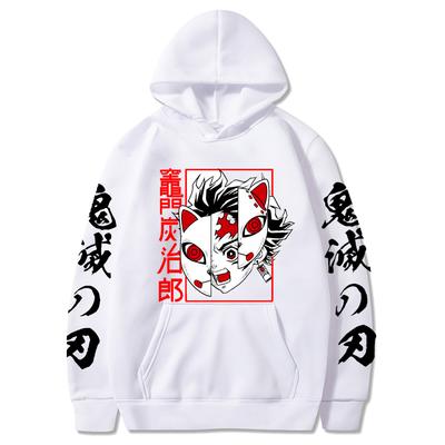 Moda moletom manga comprida solta streetwear moletom com capuz tops anime demon slayer moletom com capuz masculino pulôveres estampados harajuku