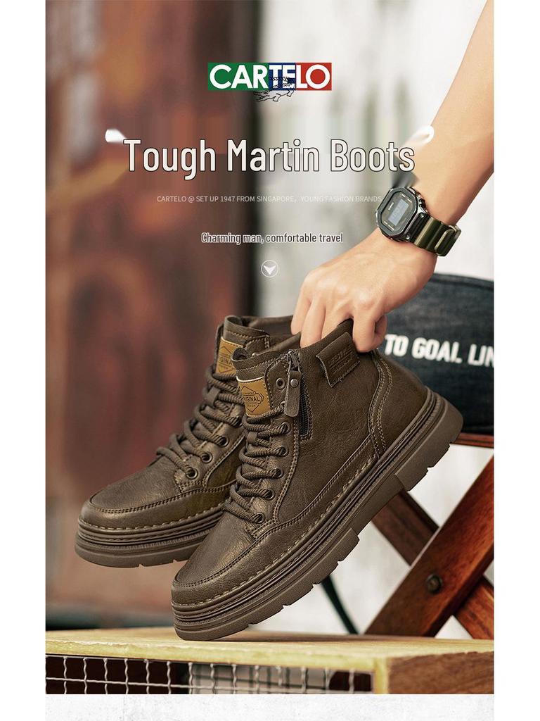 Herren 2025 Vintage-Stil High Top Herbst Lederstiefel mit Seitenreißverschluss & dicker Sohle