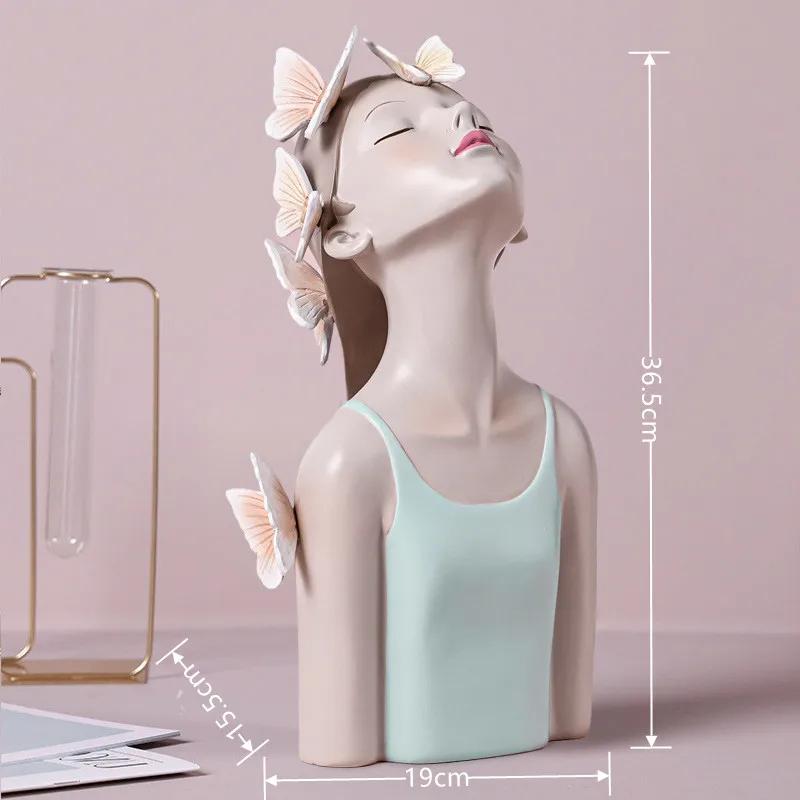 Nordic Butterfly Fairy girl resin decorated with metal trays, home decor accessories, Kawaii crafts statues, tabletop figurines