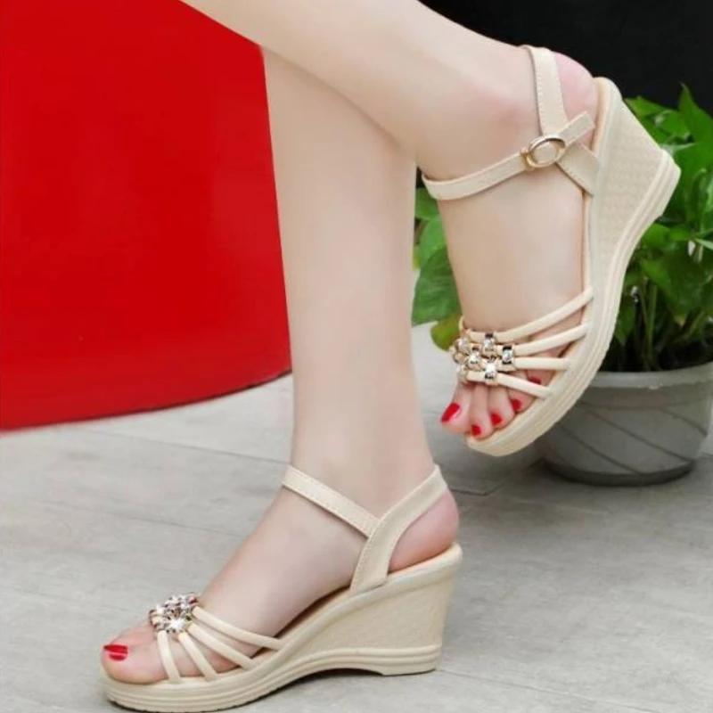 Heeled Open Toe Ladies Shoes 2025 Luxury On Offer Original Sales Summer Comfortable New Breathable Fashion Daily Women's Sandals