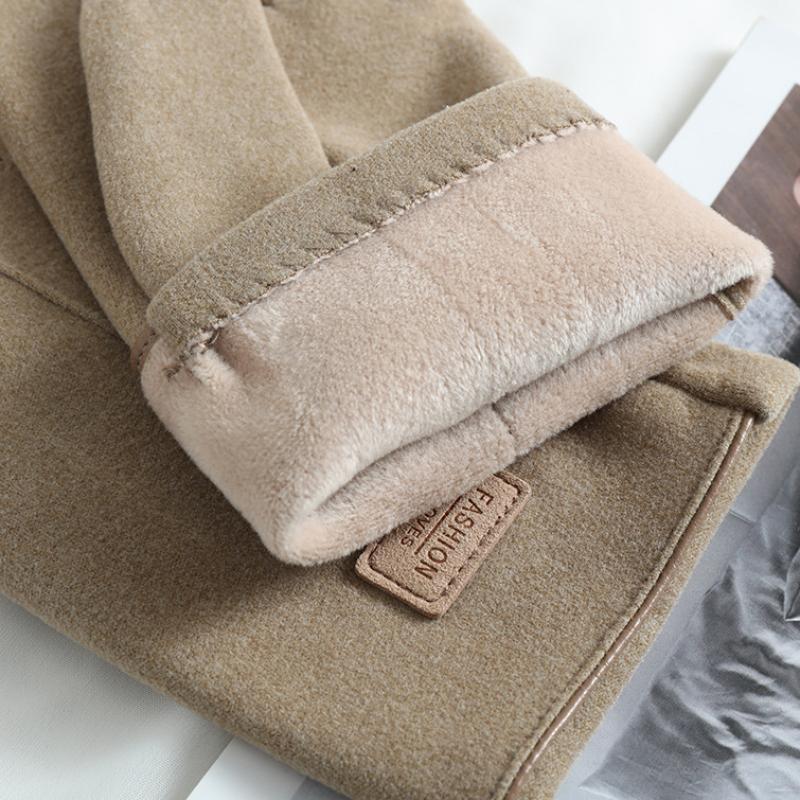 Winter Keep Warm Touch Screen Plus Velvet Inside Suede Mens Gloves Fashion Simple Solid Thicken Man Outdoor Cycling Drive