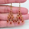 Women Fashion Red Cubic Zirconia CZ Palace Chandelier Drop Earrings Jewelry