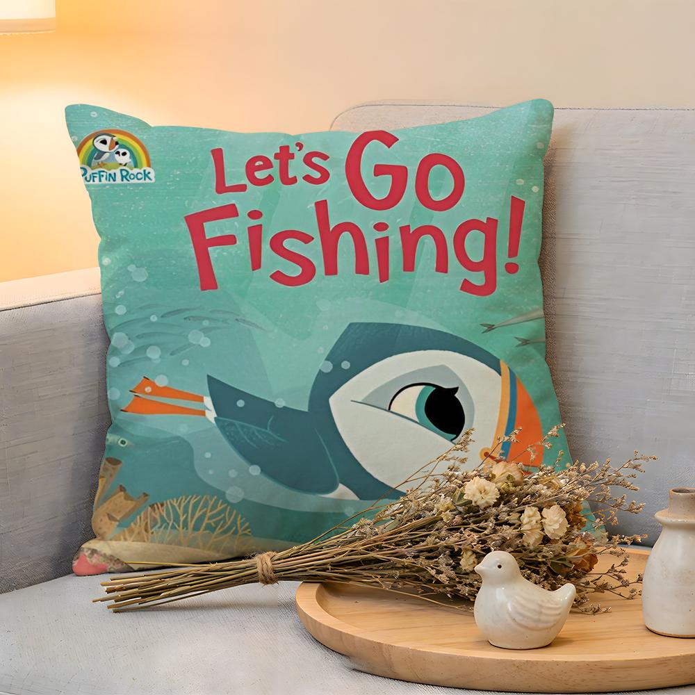 Cushion Cover  Linen  SkinFriendly Soft Decorative Case for Sofa Home Decor Kwaii Puffin Rock PPreschool Pillow Cover