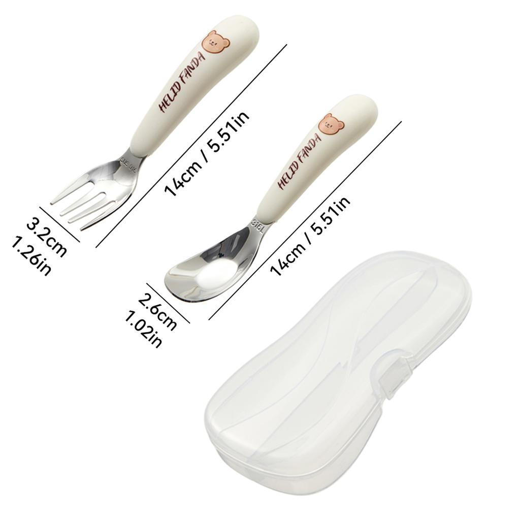 316 Stainless Steel Cutlery Set With Plastic Storage Box Portable Cute Mini Spoon Fork For Children Kitchen Tableware