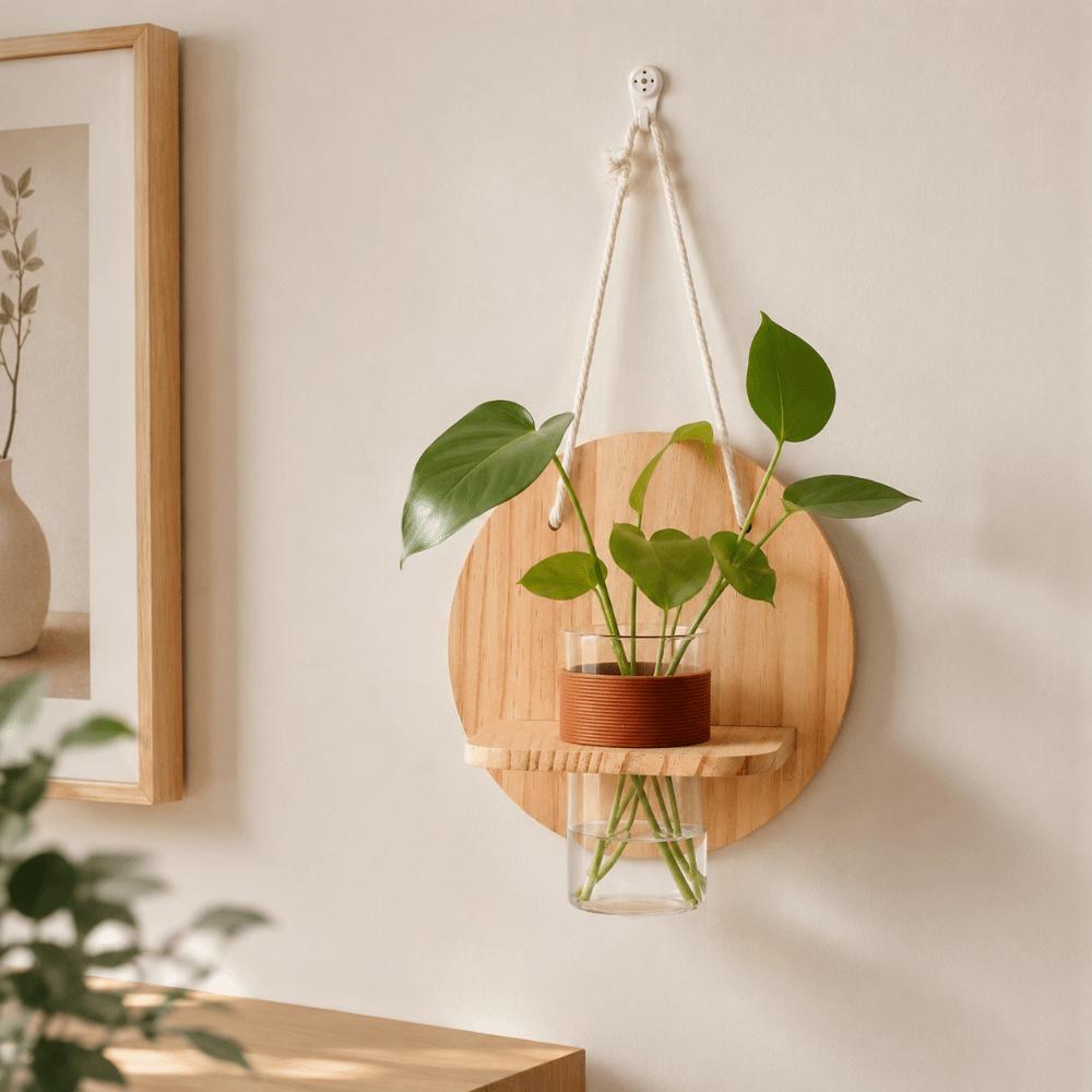 Wooden Wall Hanging Planter Holder Home Ornaments Flower Pot Wall Mounted Planter Hydroponics