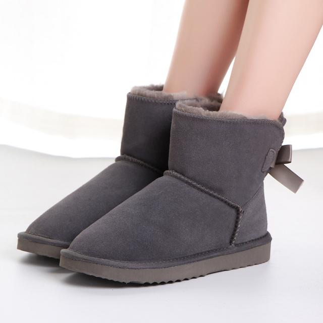 New Fashion Able Women Warm Snow Boots Winter Boots Genuine Cowhide Leather Women Boots Ankle Boots Fur Shoes Size 34 -43