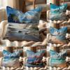 Beach Landscape Print Cushion Cover Multi-Scene Pillow Cover for Home & Car - Reversible, Soft & Durable for Daily Use