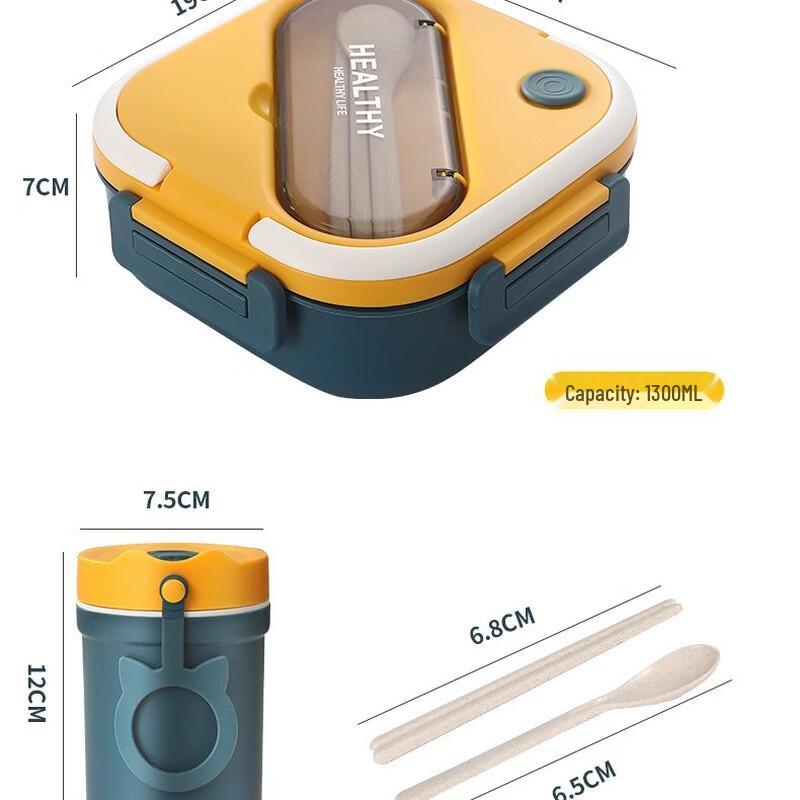 

ZISIZ Square Divided Plastic Bento Lunch Box with Handle