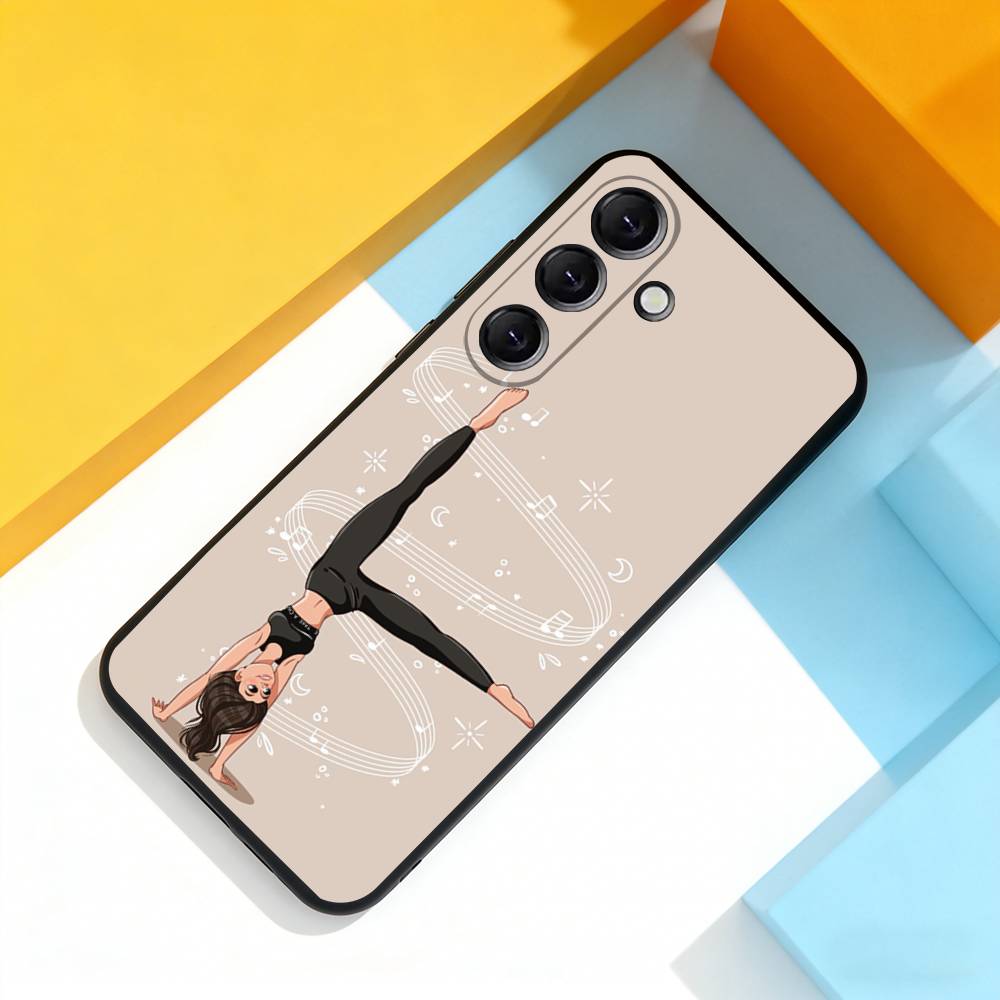GYM Girl Gymnastic Phone Case For Samsung Galaxy A 73,72,51,53,52,71,22,5G,Note,J7,8,9 Soft Precise Hole Black Cover