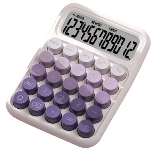 Mechanical Calculator with Large LCD Display Vintage Gradient Color 12-digit Desktop Calculator for Home Office