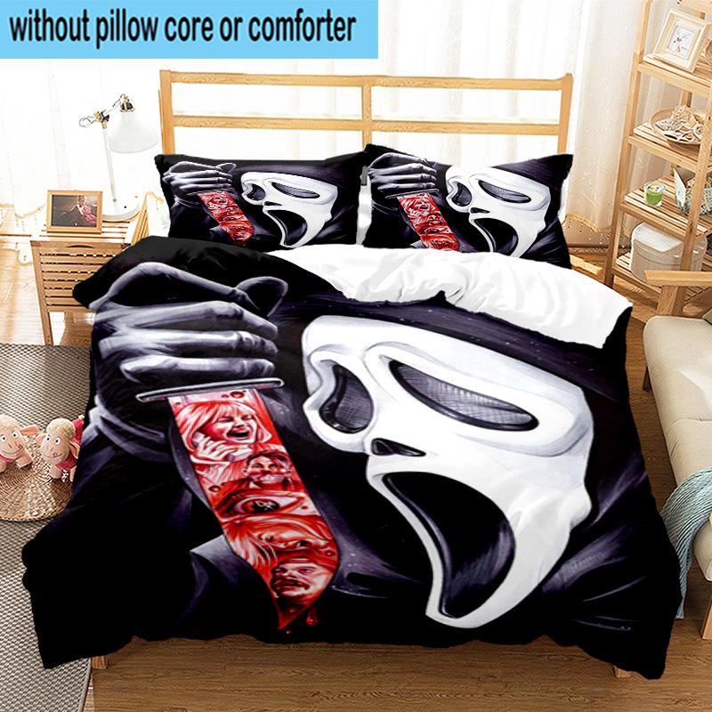 3PCS Scr-eam Horror Movie 3pcs Bedding,Including 3PCS Duvet Cover And 2pcs Pillowcases Perfect for Christmas,Ideal for Bedroom, Dormitory
