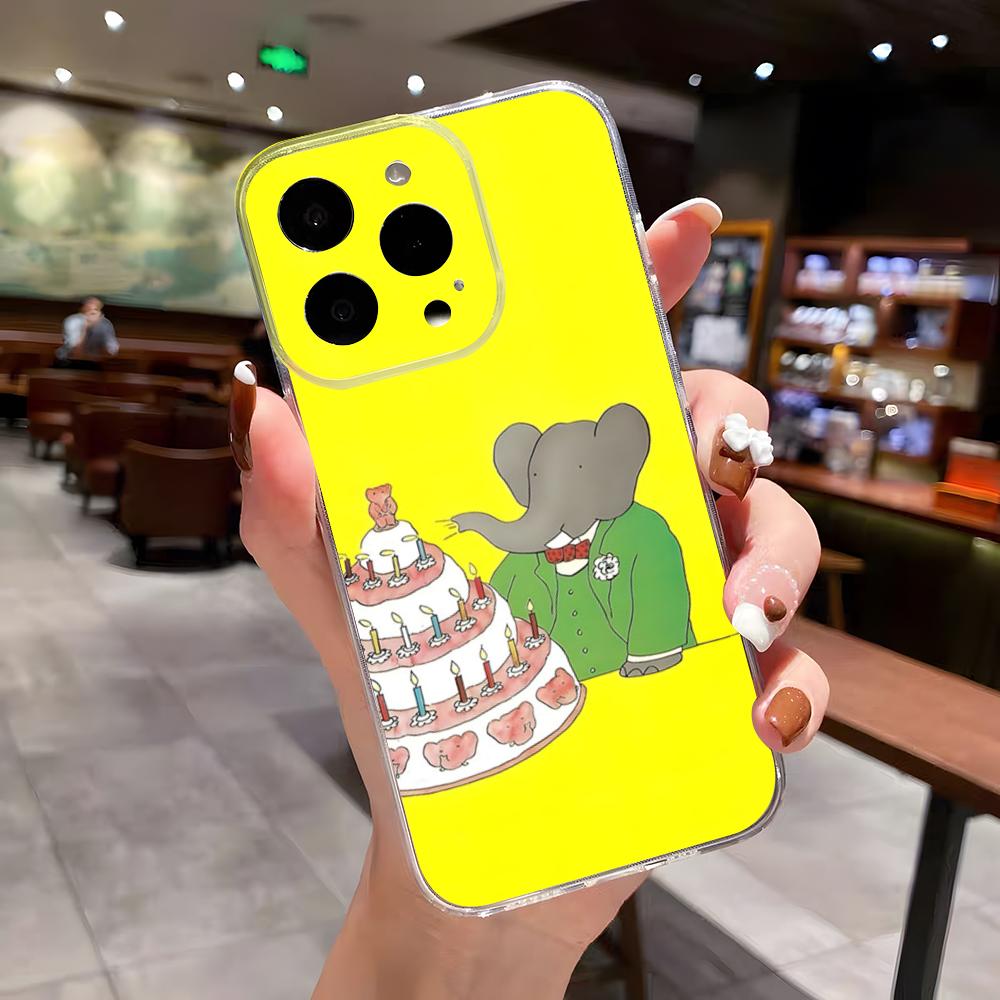 

Cartoon Babar The Elephant Anime Phone Case For IPhone 17 Air 16 E 15 14 8 7 Plus 13 12 11 Pro Max Anti Transparent Drop Cover iPhone 16 Pro