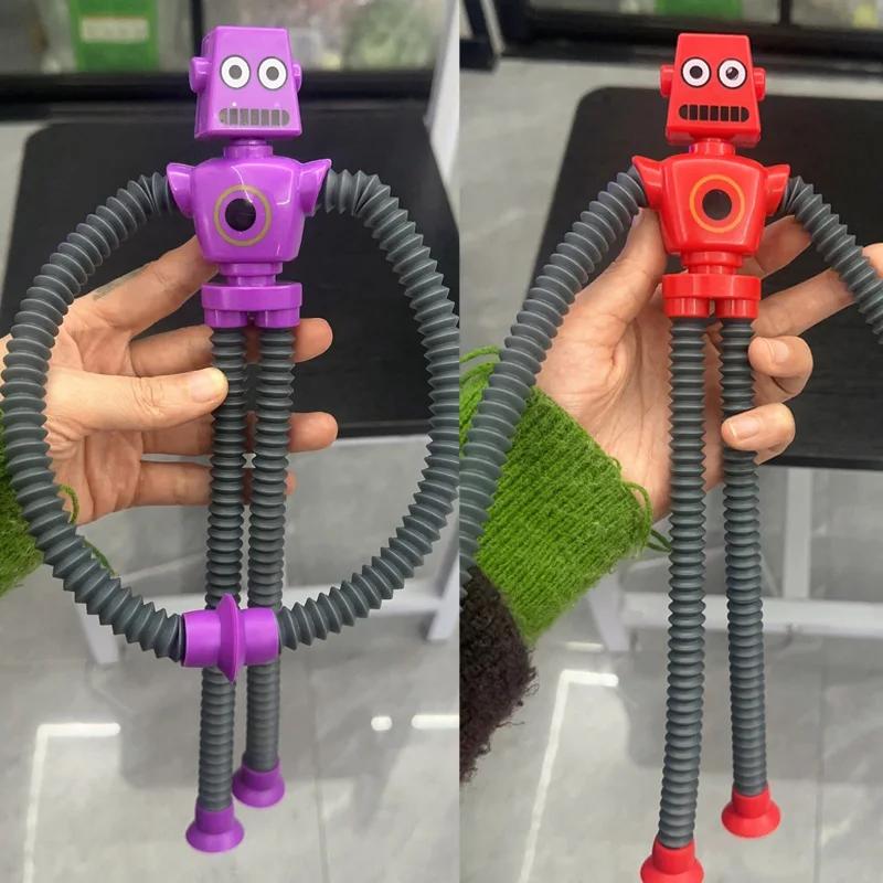 2pcs/lot Suction Cup Telescopic Tube Robot Shape Stretch Tube Giraffe Educational Decompression Toy Anti-stress Squeeze Toy