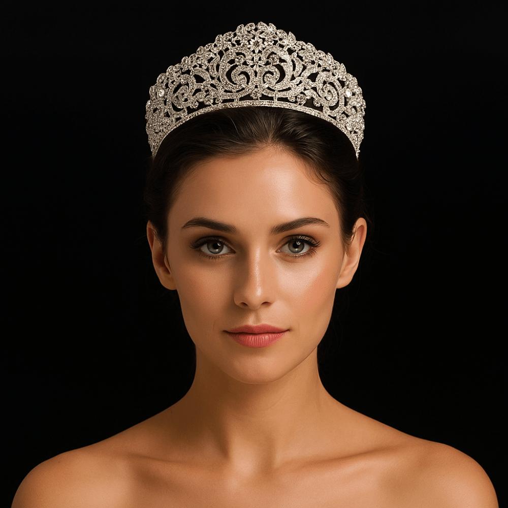 Zinc Zinc Alloy Princess Crown Baroque Crown Hair Accessory Luxury Rhinestone Tiara Wedding