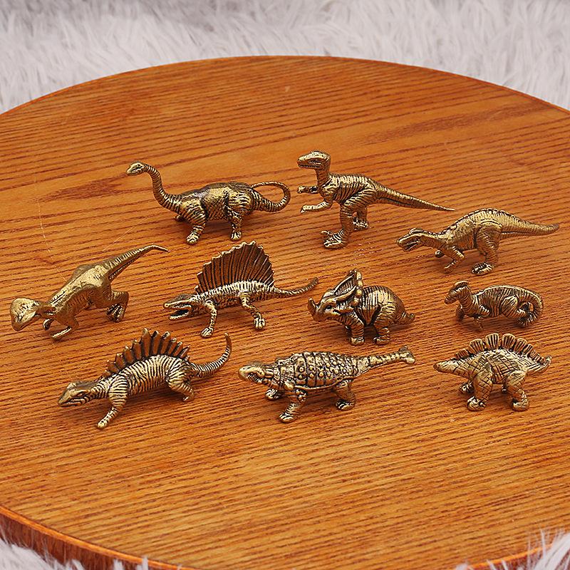 Thornback Dragon Dinosaur Small Copper Retro Play Gift Desktop Decoration Small Dinosaur Metal Ornament Crafts