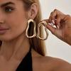SHIXIN Vintage Irregular Hollow Pendant Earrings for Women Punk Gold Color Geometric Metal Piercing Earring Party Jewelry Gift