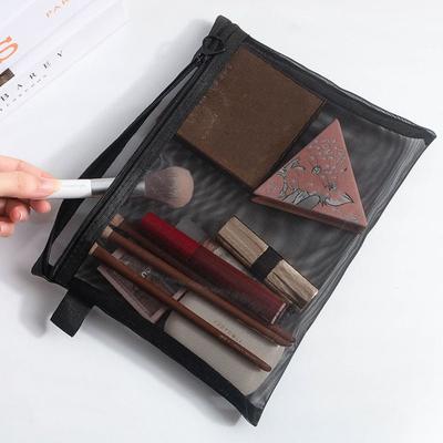 Fashion Large Capacity Mesh Cosmetic Bag Zipper Bag Pencil Cases Storage Toiletry Bag Lipstick Bag Wash Pouch Makeup Bag Ladies