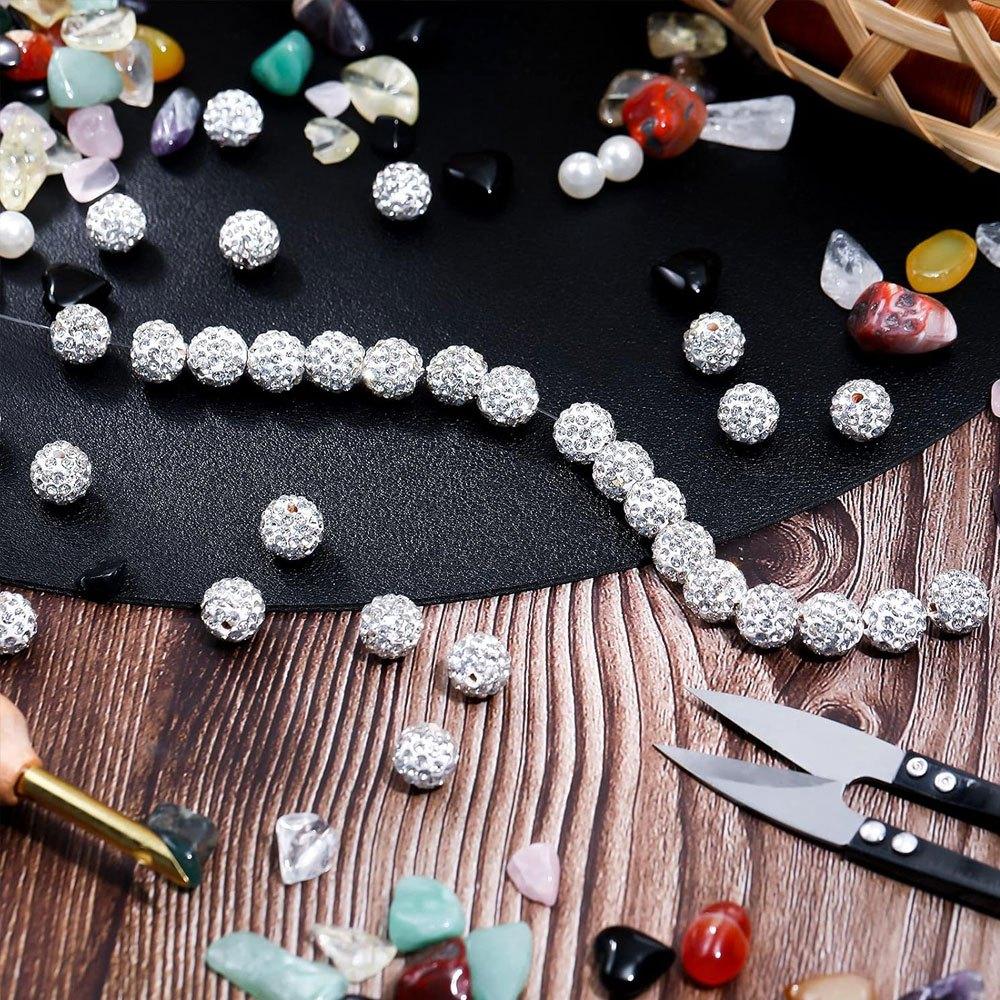 10/20/40 jewelry decorative beads, 10mm sparkling crystal clay beads disco ball clay round beads loose, used for making DIY bracelets and necklaces