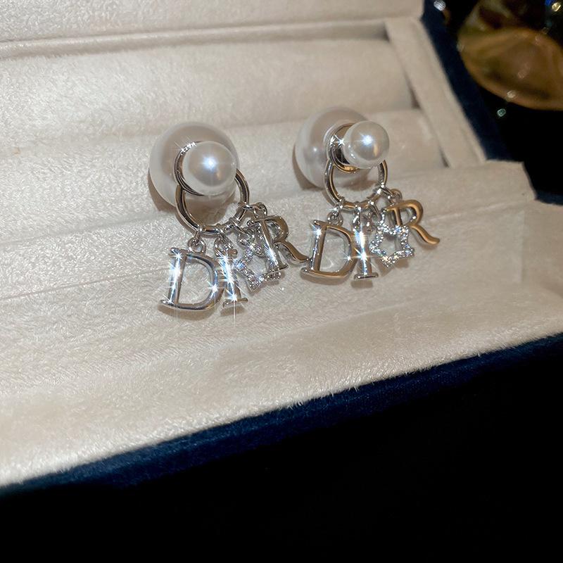 Silver Needle Zircon Pearl Tassel Earrings - Elegant Retro Design for Women