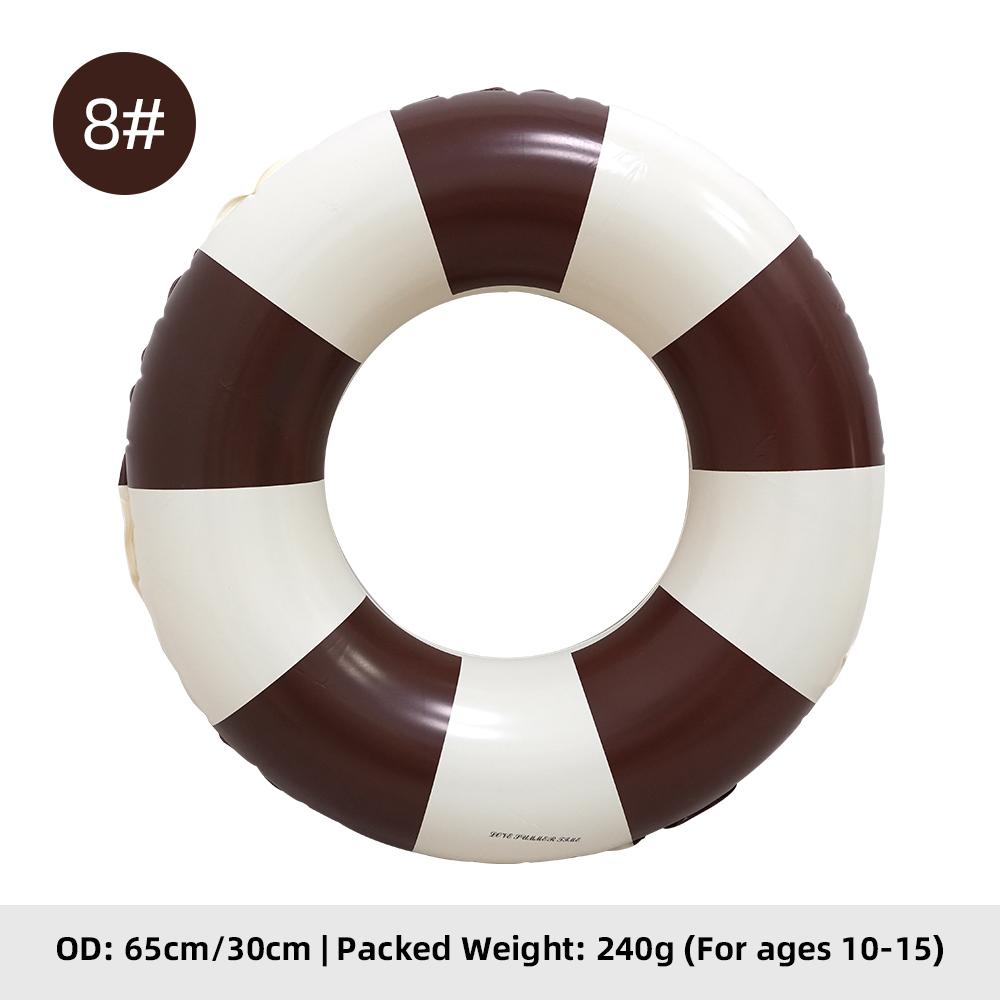 Summer Multicolor Striped Inflatable Swim Ring Thick PVC Leakproof Portable Foldable Pool Float Swimming Circle for Adults Kids