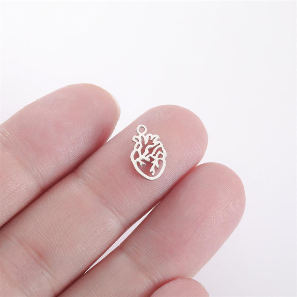 My Shape 5 Pcs Anatomical Heart Charms for DIY Necklace Bracelet Stainless Steel Human Heart Pendants for Jewelry Making Gifts