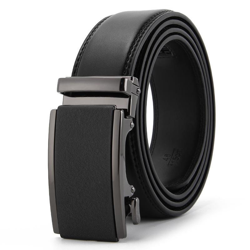 Frosted Automatic Buckle Edge Two-Layer Cowhide Belt, Business And Leisure Men'S Trendy Belt