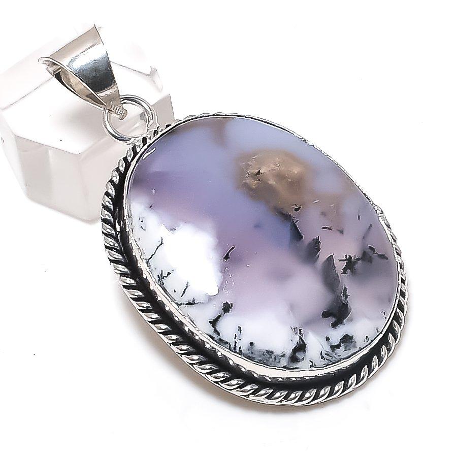 

Natural Dendrite Opal Gemstone 925 Sterling Silver Jewelry Pendant 2.17 h3B10