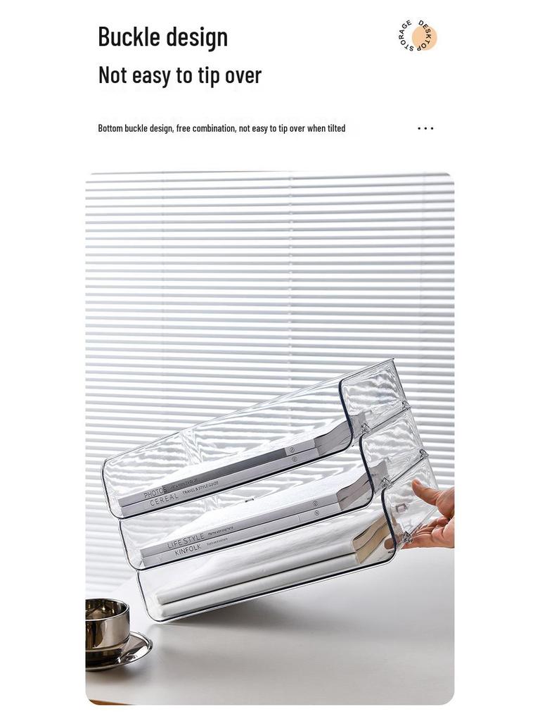 Transparent Desktop File Organizer and Document Storage Rack