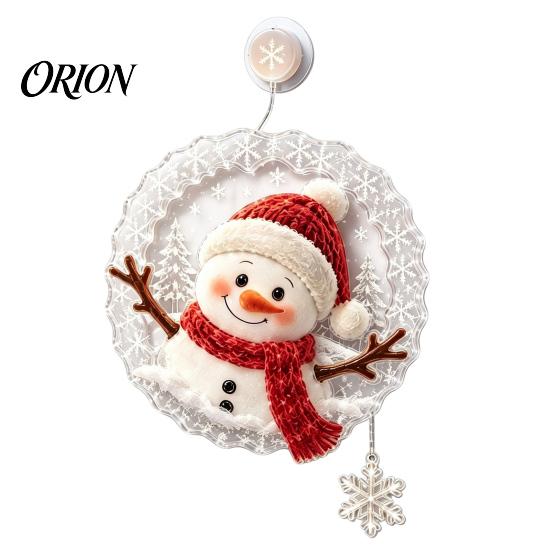 Holiday Celebration Ornament Christmas Suction Cup Window Light, Santa Claus Xmas Tree Reusable Lamp Snowman Glass Ornament, Party Acrylic Hanging