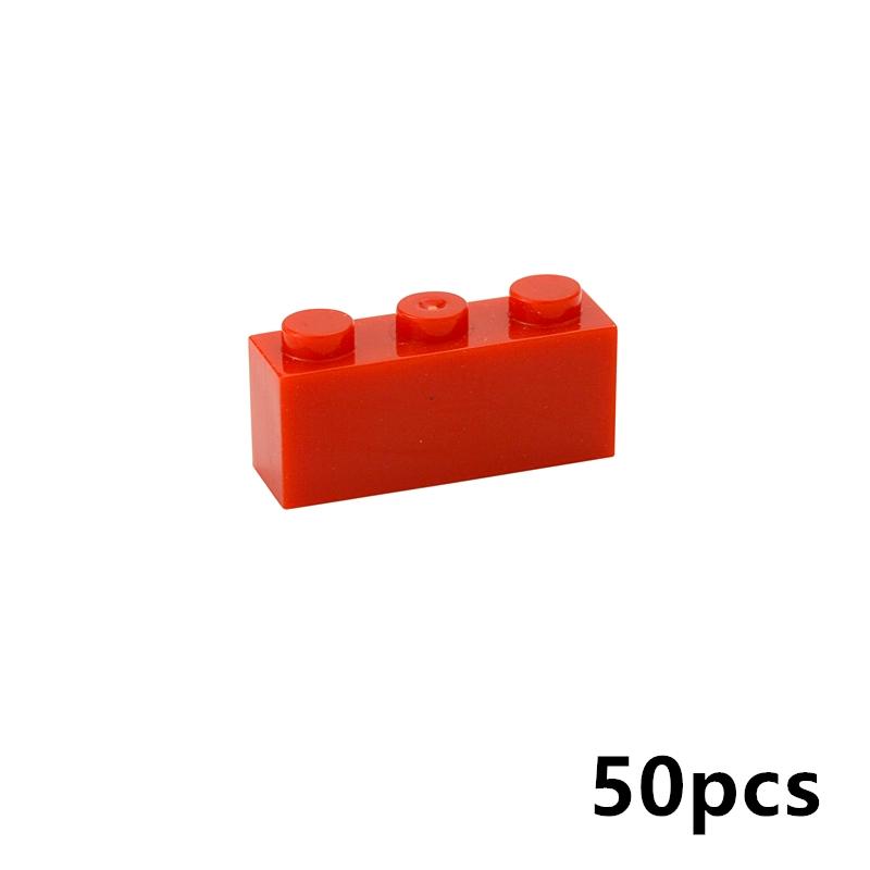 50pcs Thick Figures Bricks 1x3 Dots DIY Building Blocks Educational Creative Size Compatible With 3622 Plastic Toys For Children