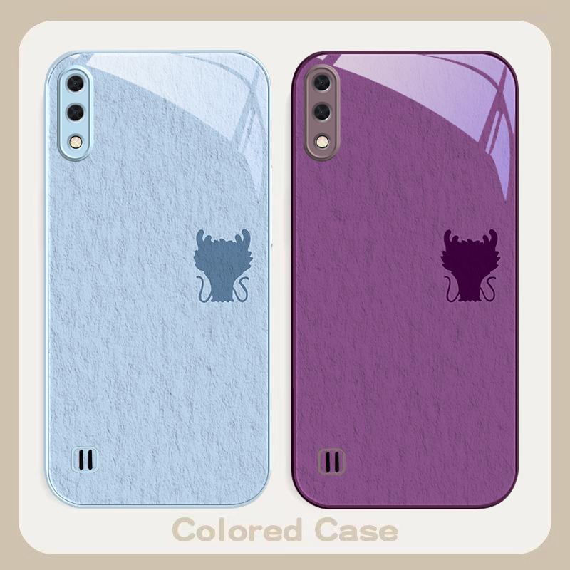 A sleek deep blue faucet For Samsung A01 02 03 Core 04 05 06 10 12 13 14 5G 15 16 M02 12 Note 8 9 10 20 glass Ultra phone case