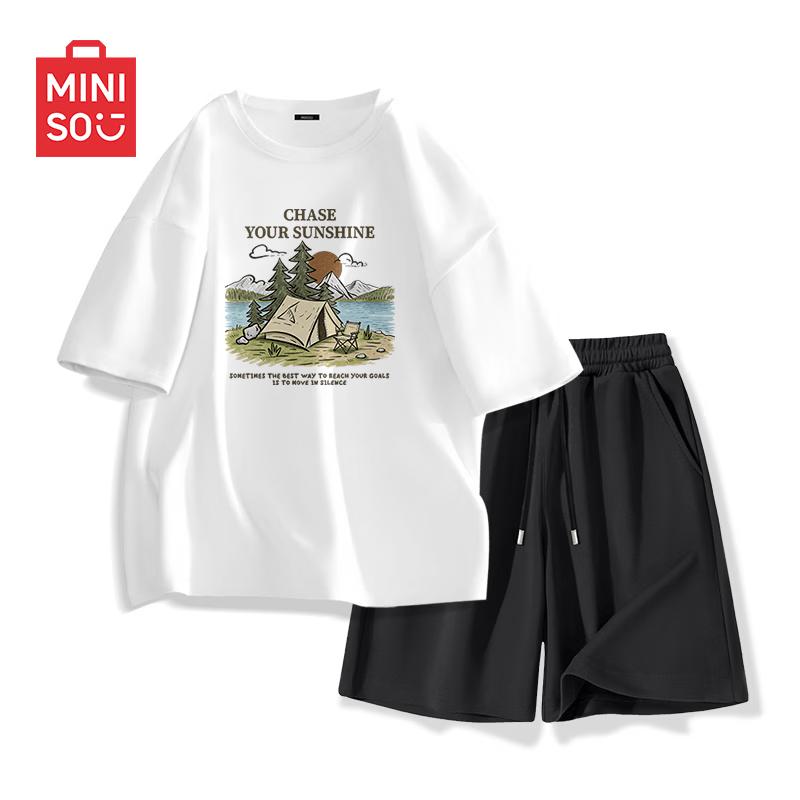 MINISO Men s Summer Loose Cotton Sportswear Set XL