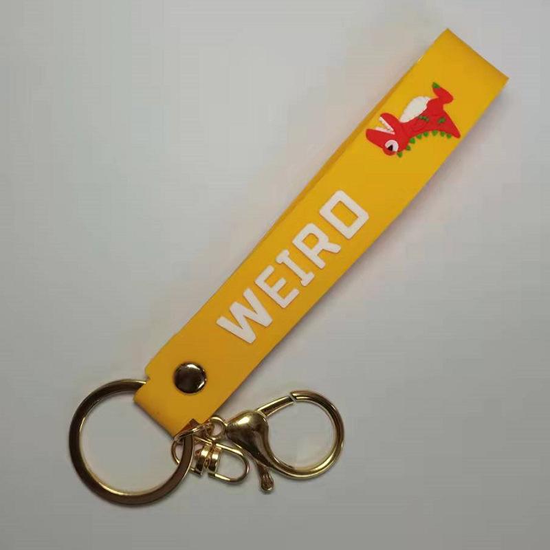 Tyrannosaurus Rex Keychain: Cute Silicone Dino Wristband with Leather Rope Pendant