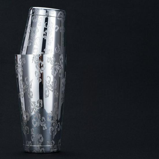 Shaker à Cocktail Gravé En Acier Inoxydable – Mélangeur Martini Boston Style Japonais/Américain, Idéal Bar à Domicile Et Cadeau