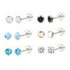 12 Pairs Stainless Steel Earrings Hypoallergenic 20G Medical Steel Cartilage Opal CZ Pearls Sleeping Earrings